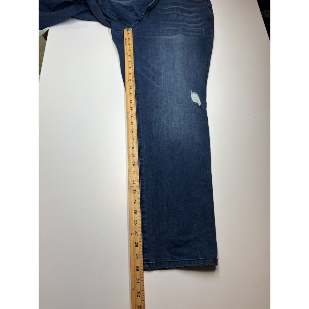 Democracy Jeans Womens Plus 18W Blue Straight Ab Solution Distressed High Rise - Picture 8 of 9
